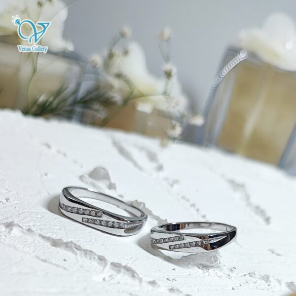 حلقه ست نقره طرح طلا سفید کد 5884 - Image 1