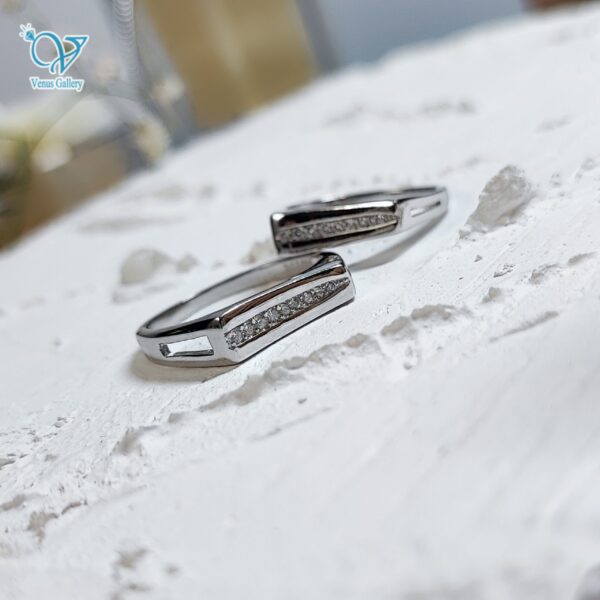 حلقه ست نقره نگین دار طرح طلا سفید کد5662 - Image 2