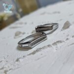 حلقه ست نقره نگین دار طرح طلا سفید کد5662