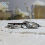 حلقه ست نقره نامزدی طرح طلا سفید کد 3518 - Image 4