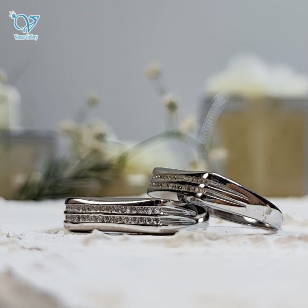 حلقه ست نقره طرح طلا سفید کد 5653 - Image 1