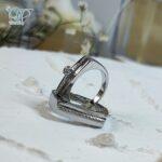 حلقه ست نقره نگین دار طرح طلا سفید