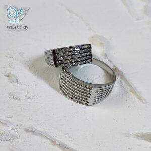 حلقه ست نقره طرح طلا نگیندار کد 5732