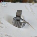 حلقه ست نقره طرح طلا نگیندار کد 5732 - Image 3