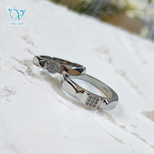 حلقه ست نقره طرح طلا سفید کد 5751 - Image 2