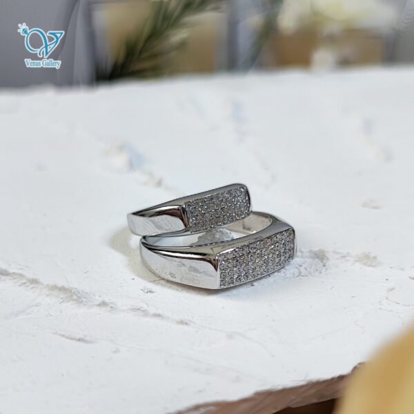 حلقه ست نقره طرح طلاسفید کد 5848 - Image 2