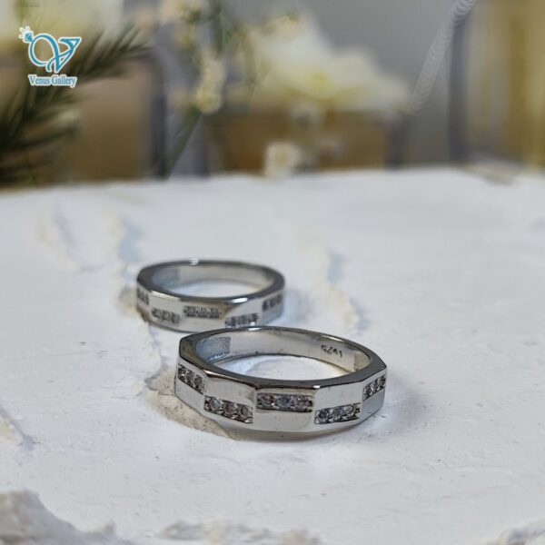 حلقه ست نقره طرح طلاسفید نگین دار کد 5738 - Image 1