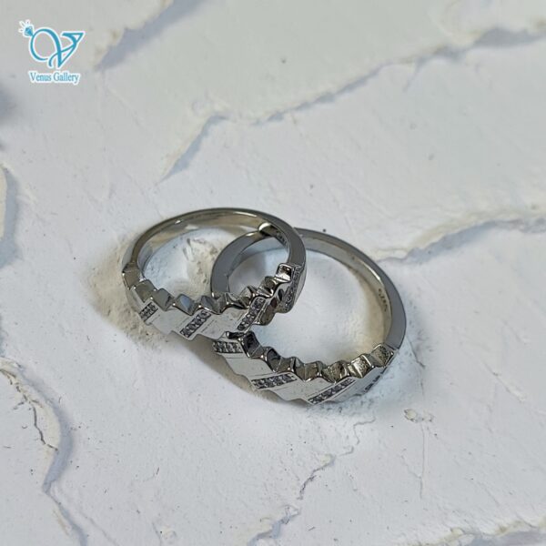 حلقه ست نقره طرح طلا سفید کد5647 - Image 2