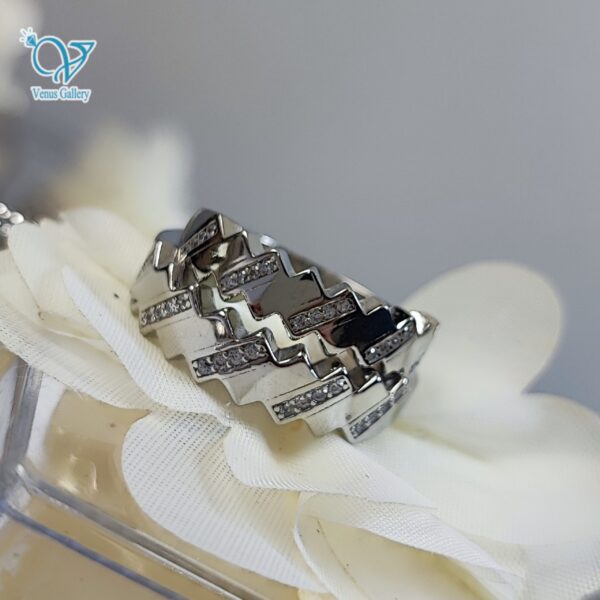 حلقه ست نقره طرح طلا سفید کد5647 - Image 4