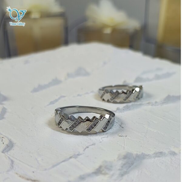حلقه ست نقره طرح طلا سفید کد5647 - Image 3