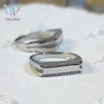 حلقه ست نقره طرح طلا سفید