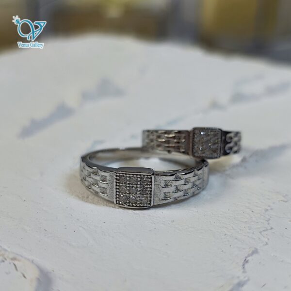 حلقه ست نقره طرح طلا سفید کد 5853 - Image 1