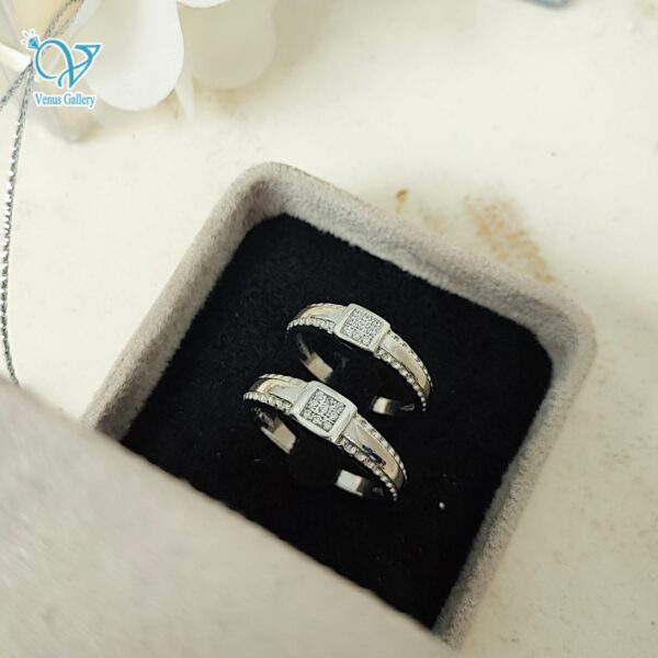 حلقه ست نقره طرح طلا سفید کد 5146 - Image 4
