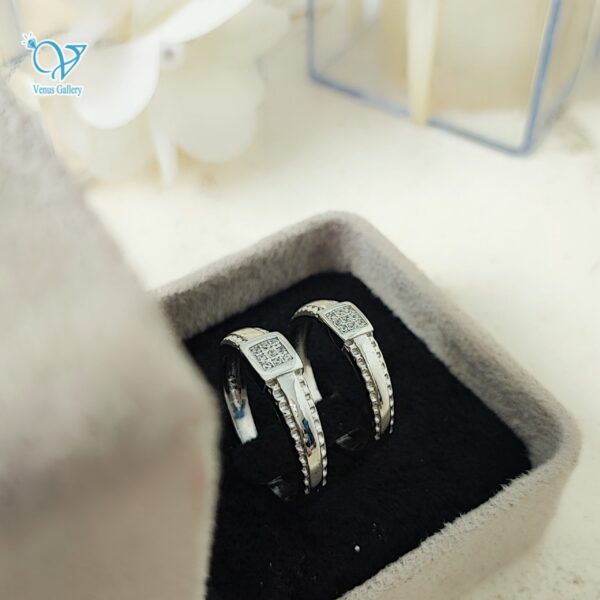 حلقه ست نقره طرح طلا سفید کد 5146 - Image 5