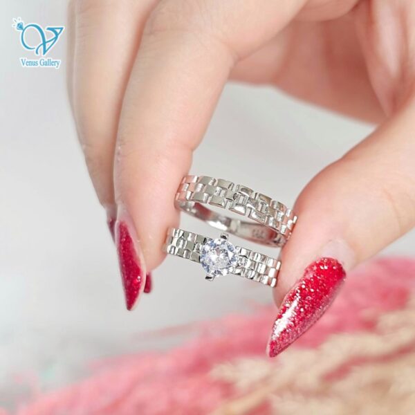 حلقه پشت حلقه نقره زنانه طرح رولکس کد 5862 - Image 2