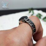 انگشتر نقره مردانه مدل کارتیه با نگین عقیق مشکی