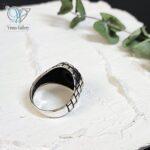 انگشتر نقره مردانه سنگ اونیکس سیاه کد 6106 - Image 2