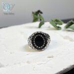 انگشتر نقره مردانه سنگ اونیکس سیاه کد 6106 - Image 4