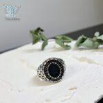 انگشتر نقره مردانه سنگ اونیکس سیاه کد 6106