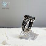 انگشتر نقره مردانه سنگ اونیکس مستطیلی مشکی - Image 3