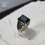 انگشتر نقره مردانه سنگ اونیکس مستطیلی مشکی - Image 4