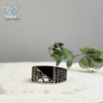 انگشتر نقره مردانه وارداتی سنگ اونیکس جایگزین حلقه کد 6148 - Image 2