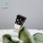 انگشتر نقره مردانه رکاب پنجره ای بسیار شیک سنگ اونیکس سیاه - Image 3