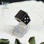 انگشتر نقره مردانه رکاب پنجره ای بسیار شیک سنگ اونیکس سیاه - Image 5