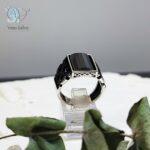انگشتر نقره مردانه رکاب پنجره ای بسیار شیک سنگ اونیکس سیاه