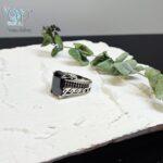 انگشتر نقره مردانه سیاه قلم وارداتی با سنگ اونیکس تراش خورده کد 6185 - Image 3
