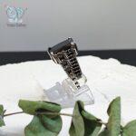 انگشتر نقره مردانه سیاه قلم وارداتی با سنگ اونیکس تراش خورده کد 6185 - Image 2