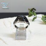 انگشتر نقره مردانه سیاه قلم نگین مارکازیت سنگ اونیکس مشکی کد 6188 - Image 2