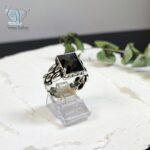 انگشتر نقره مردانه سیاه قلم وارداتی سنگ اونیکس چند وجهی مشکی - Image 5