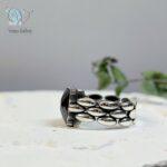 انگشتر نقره مردانه سیاه قلم وارداتی سنگ اونیکس چند وجهی مشکی - Image 2