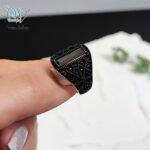 انگشتر نقره مردانه کاملا سیاه سنگ اونیکس کد 3725 - Image 2