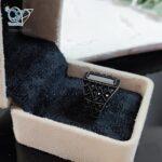 انگشتر نقره مردانه کاملا سیاه سنگ اونیکس کد 3725 - Image 4