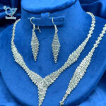سرویس نقره تمام تراش عروس طرح طلا سفید کد 5747 - Image 2