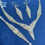 سرویس نقره تمام تراش عروس طرح طلا سفید کد 5747 - Image 3