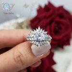 انگشتر نقره زنانه تک نگین جواهری کد 3759