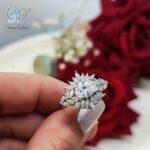 انگشتر نقره زنانه تک نگین جواهری کد 3759 - Image 3