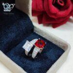 انگشتر نقره جواهری نگین رنگی زنانه کد 3788