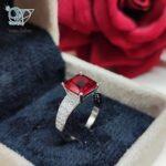 انگشتر نقره جواهری نگین رنگی زنانه کد 3788 - Image 2