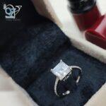انگشتر نقره ظریف زنانه وارداتی نگین قرمز و سفید مربعی کد 3816 - Image 6