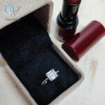 انگشتر نقره ظریف زنانه وارداتی نگین قرمز و سفید مربعی کد 3816 - Image 5