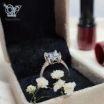 انگشتر نقره ظریف زنانه وارداتی نگین قرمز و سفید مربعی کد 3816 - Image 4