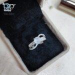 انگشتر تک نگین نقره جواهری طرح طلاسفید کد 3828 - Image 2