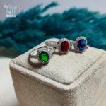 انگشتر نقره زنانه نگین رنگی اصل کد 3830