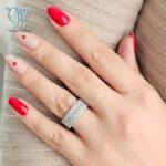 انگشتر نقره زنانه طرح جواهر پرنگین کد 3501