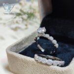 حلقه پشت حلقه ظریف نقره جواهری کد 3780