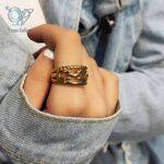 انگشتر زنانه استیل مدل پورتیفینو طلایی - Image 2